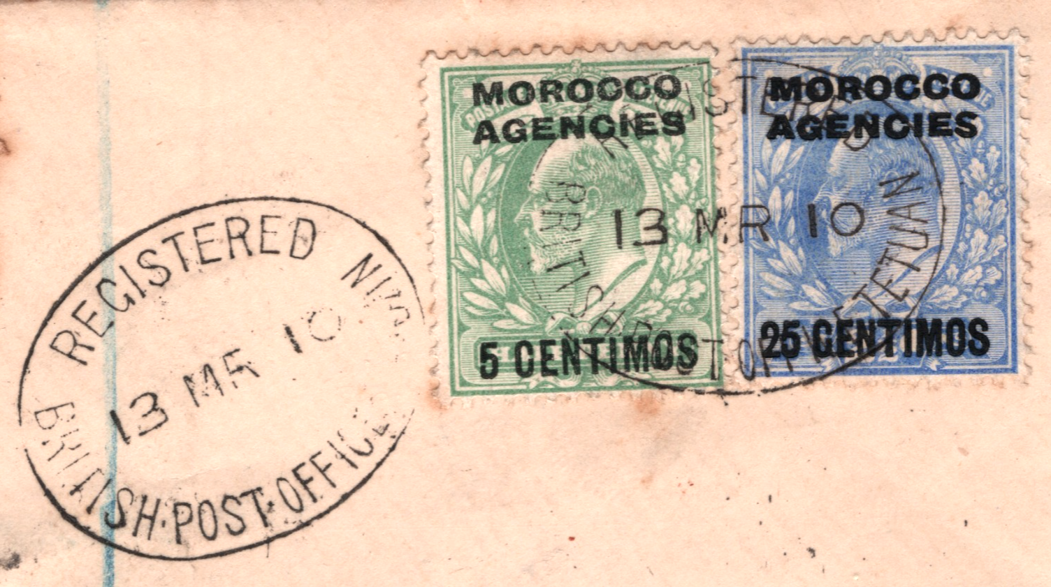 MOROCCO AGENCIES (GB) Overprint KEVII Cover *TETUAN* Registered 1910 Hants YB58 - Image 4