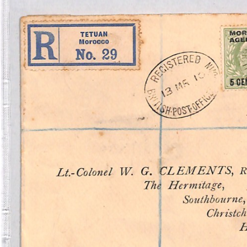 MOROCCO AGENCIES (GB) Overprint KEVII Cover *TETUAN* Registered 1910 Hants YB58 - Image 5