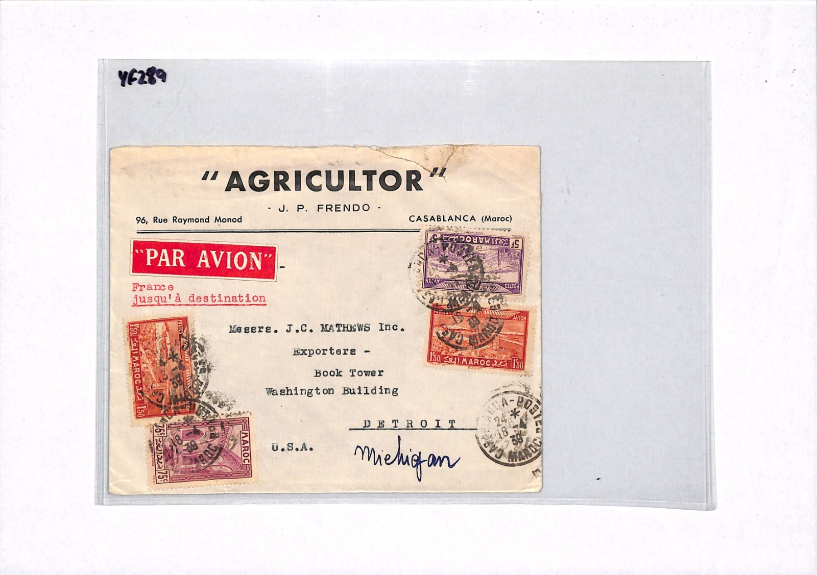 MOROCCO AGRICULTURE ADVERT Cover PULVERISING MACHINE France Cols 1939 USA YF289 - Image 13