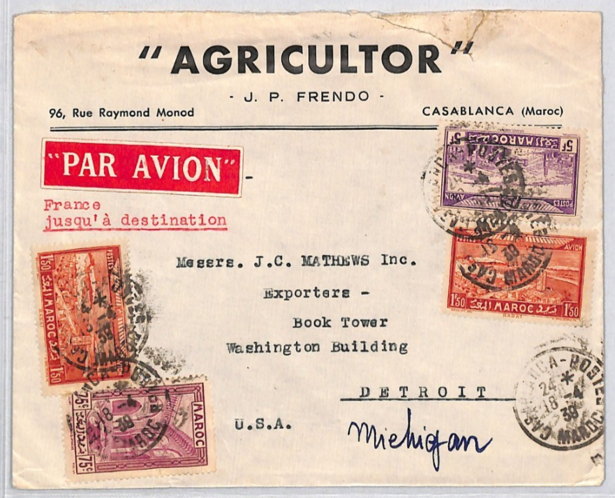 MOROCCO AGRICULTURE ADVERT Cover PULVERISING MACHINE France Cols 1939 USA YF289 - Image 3