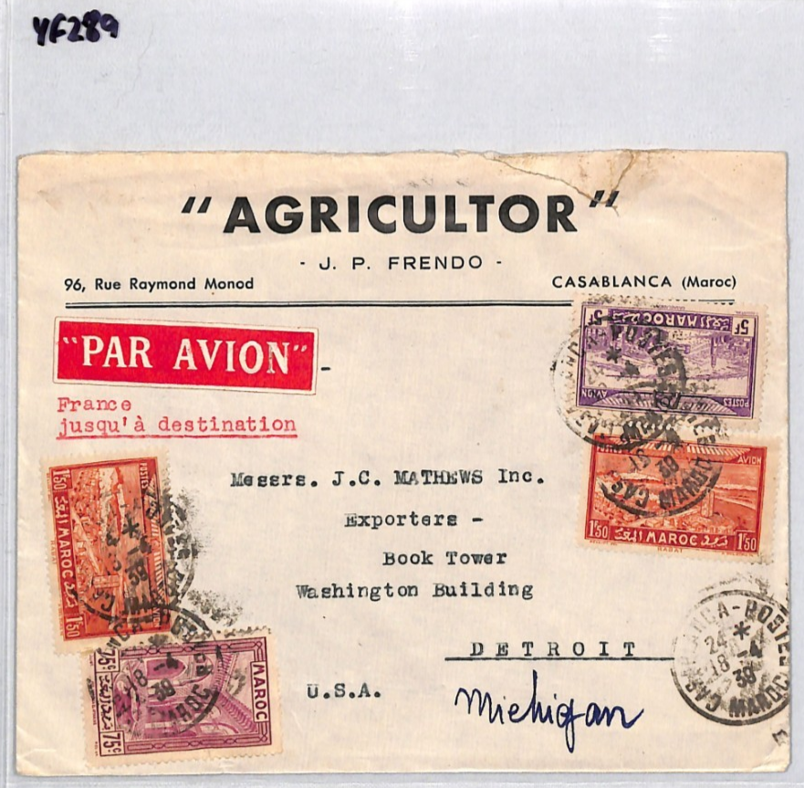 MOROCCO AGRICULTURE ADVERT Cover PULVERISING MACHINE France Cols 1939 USA YF289 - Image 9