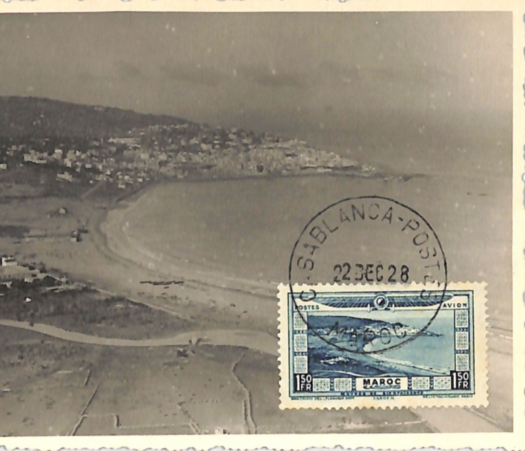 MOROCCO France Cols 1928 *FLOOD RELIEF FUND* 1f50 Air MAXI-CARD Casablanca WS199