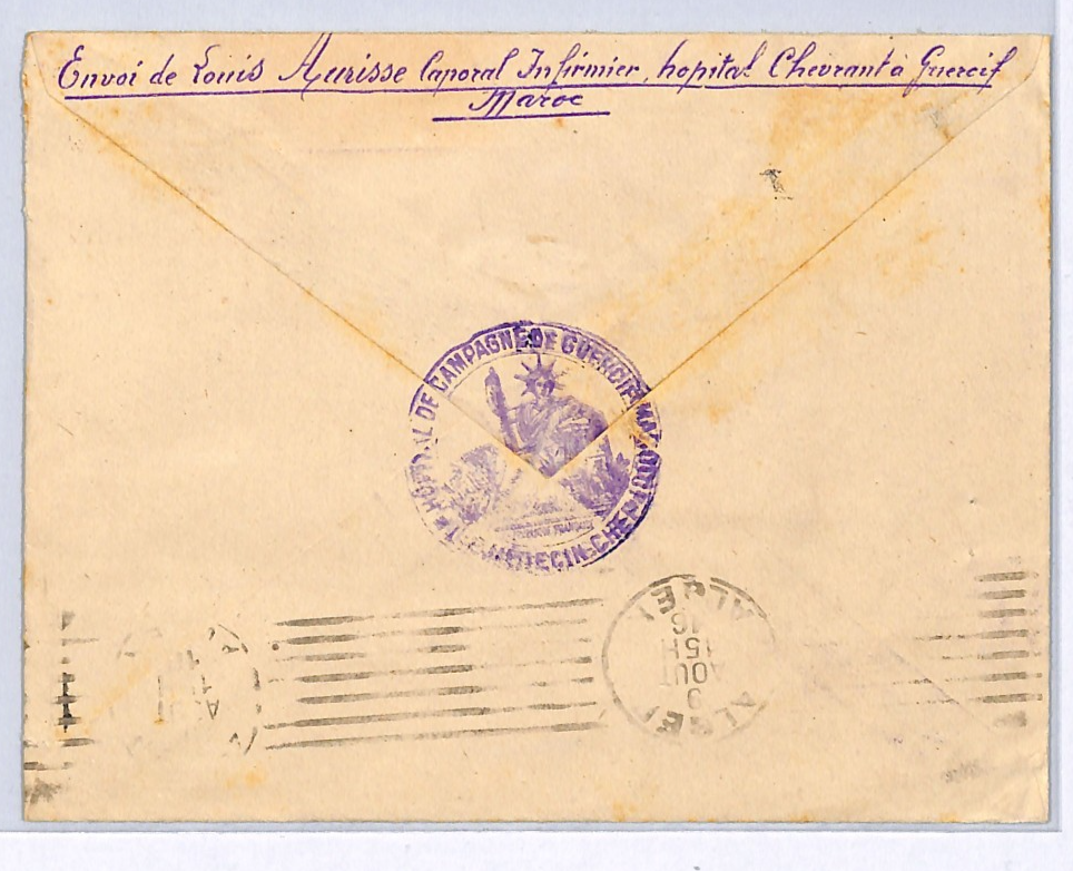 MOROCCO France MILITARY Cover *CHEF MEDECIN* Cachet Hospital 1916 MEDICAL WX323 - Image 4