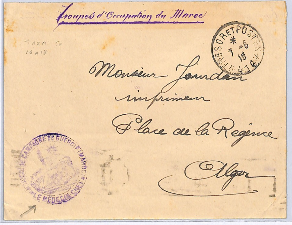 MOROCCO France MILITARY Cover *CHEF MEDECIN* Cachet Hospital 1916 MEDICAL WX323 - Image 6