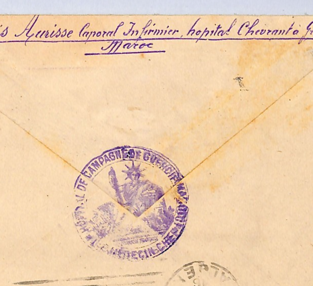 MOROCCO France MILITARY Cover *CHEF MEDECIN* Cachet Hospital 1916 MEDICAL WX323