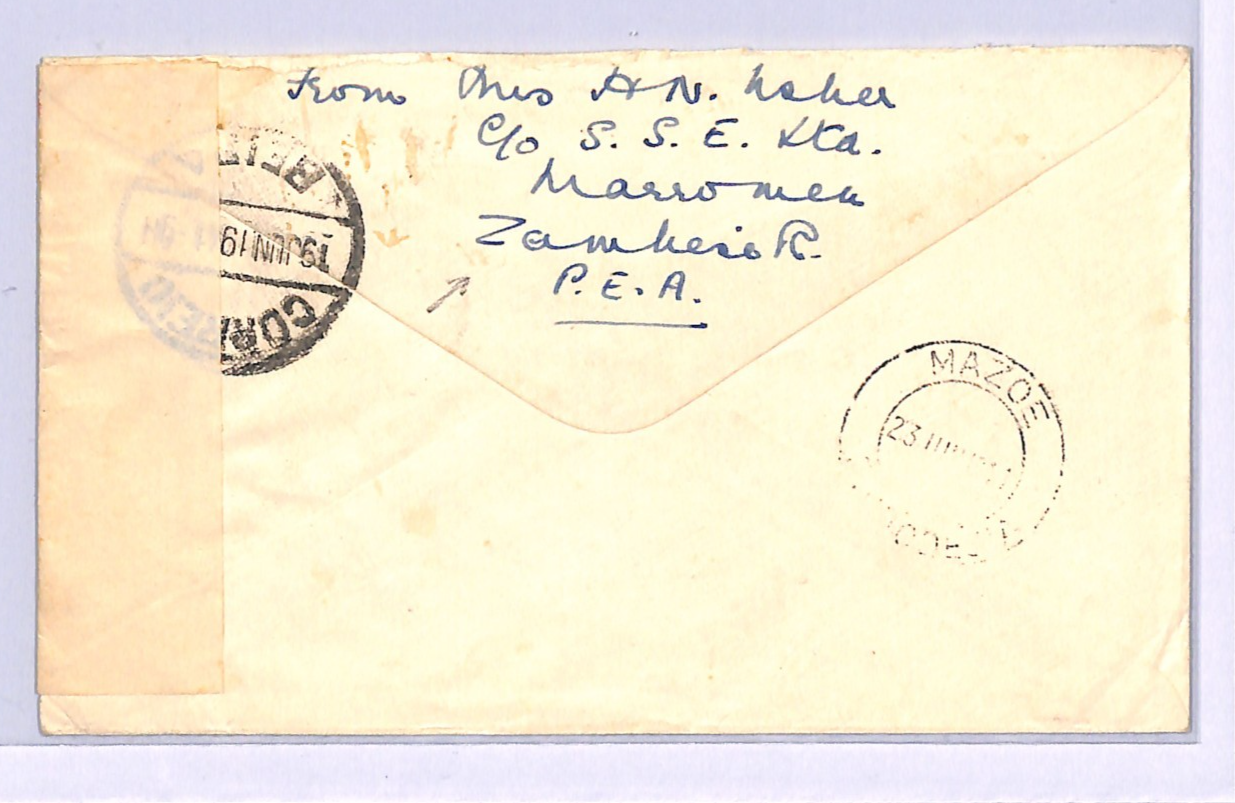 MOZAMBIQUE Company WW2 Cover Beira S.RHODESIA *CENSOR* Mazoe 1941 {samwells}WB17 - Image 5