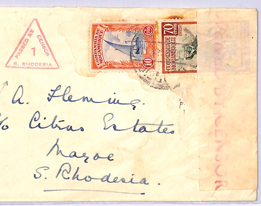 MOZAMBIQUE Company WW2 Cover Beira S.RHODESIA *CENSOR* Mazoe 1941 {samwells}WB17