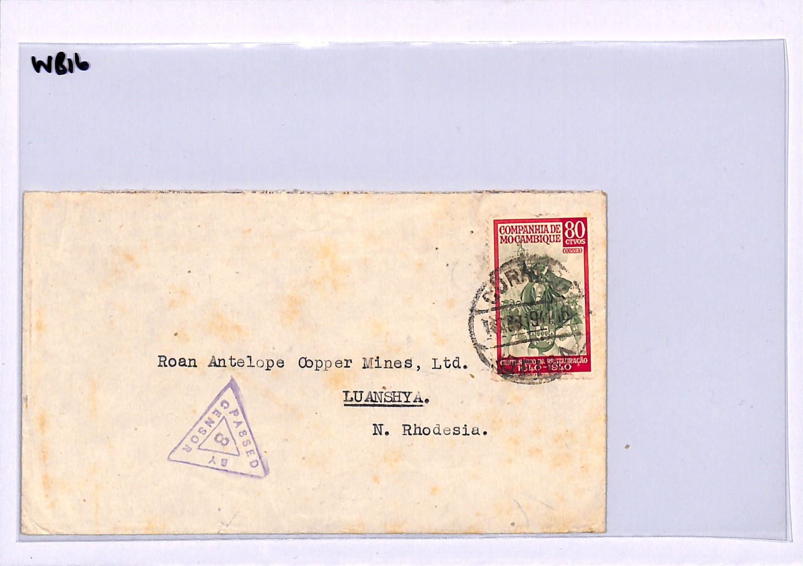 MOZAMBIQUE Company WW2 Cover N. RHODESIA *CENSOR* Luanshya 1941 Copper Mine WB16 - Image 5