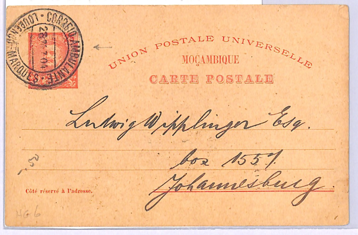 MOZAMBIQUE RAILWAY MAIL Card *LOURENCO MARQUES TPO* 1907 Zululand Message WB37 - Image 3