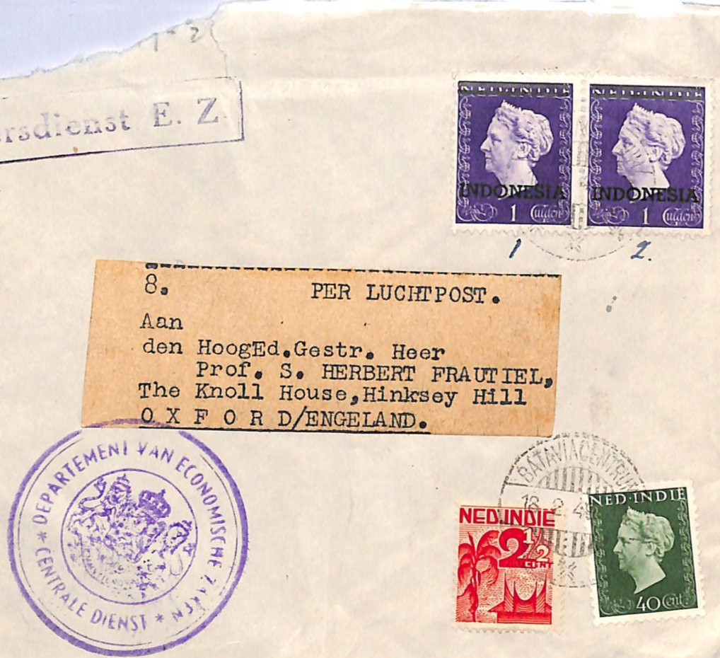NED-INDIE Overprint *INDONESIA* 1948 Mixed Franking 1g PAIR Official Cover WH165
