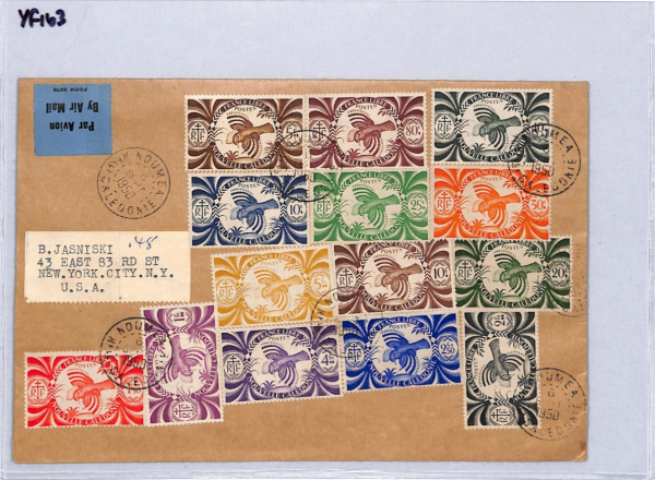 NEW CALEDONIA Cover *FRANCE LIBRE* Birds POSTAGE Set{14) Colonies 1950 USA YF163 - Image 11