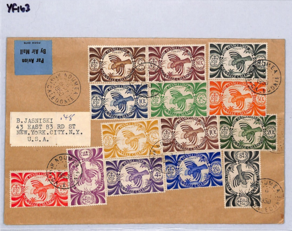 NEW CALEDONIA Cover *FRANCE LIBRE* Birds POSTAGE Set{14) Colonies 1950 USA YF163 - Image 9