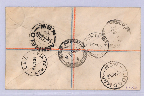 NEW GUINEA 3d IMPRINT BLOCK Air 1934 Cover *Bulolu* AUSTRLIA FIRST FLIGHT WT49 - Image 4