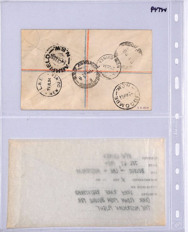 NEW GUINEA 3d IMPRINT BLOCK Air 1934 Cover *Bulolu* AUSTRLIA FIRST FLIGHT WT49 - Image 9