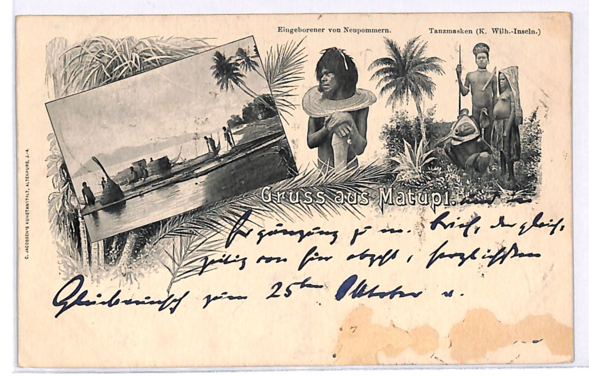 NEW GUINEA Gruss Aus *MATUPI* Ethnic Card 1899 SHIP CANCEL Germany Cols WK37 - Image 3