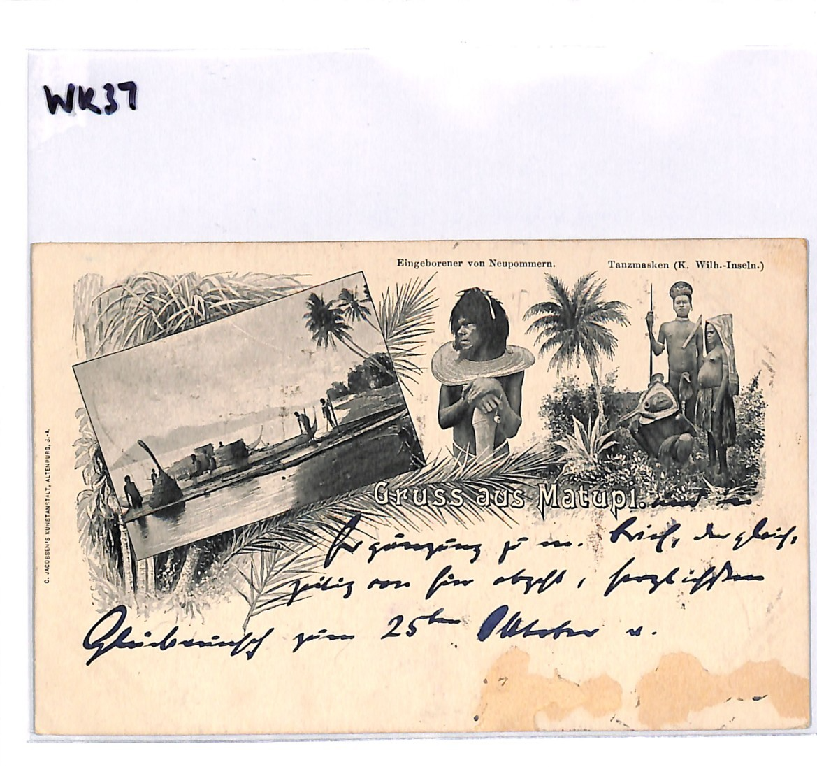 NEW GUINEA Gruss Aus *MATUPI* Ethnic Card 1899 SHIP CANCEL Germany Cols WK37 - Image 7