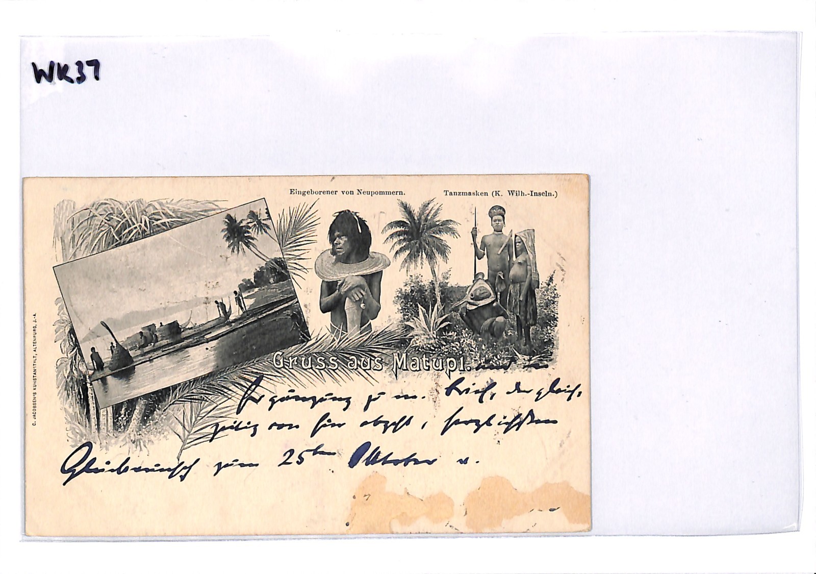 NEW GUINEA Gruss Aus *MATUPI* Ethnic Card 1899 SHIP CANCEL Germany Cols WK37 - Image 9