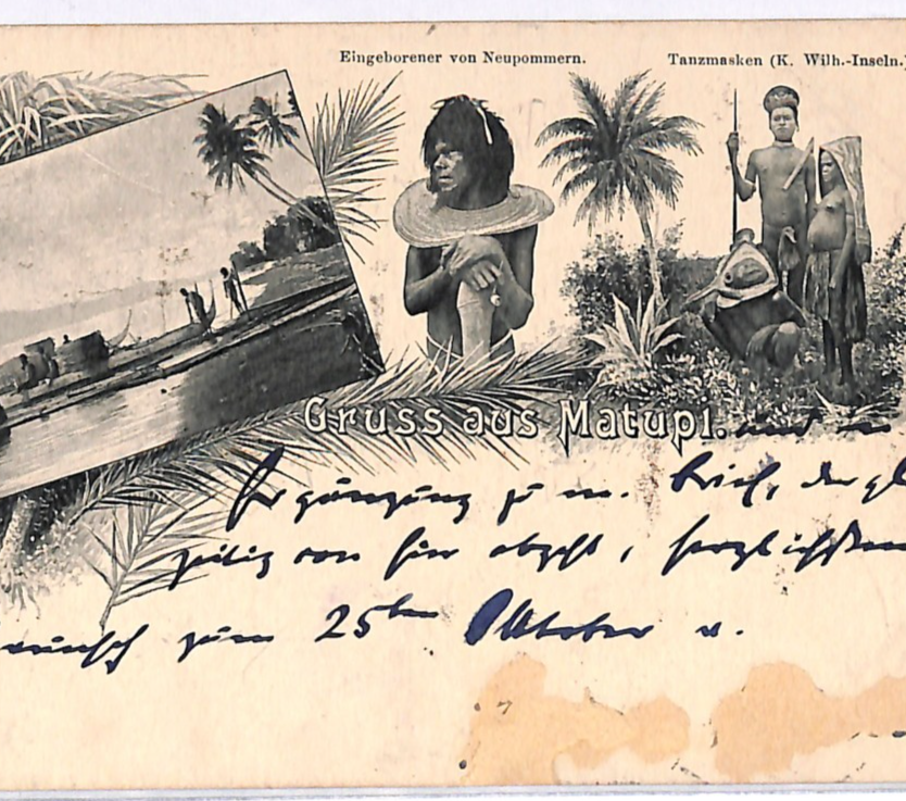 NEW GUINEA Gruss Aus *MATUPI* Ethnic Card 1899 SHIP CANCEL Germany Cols WK37