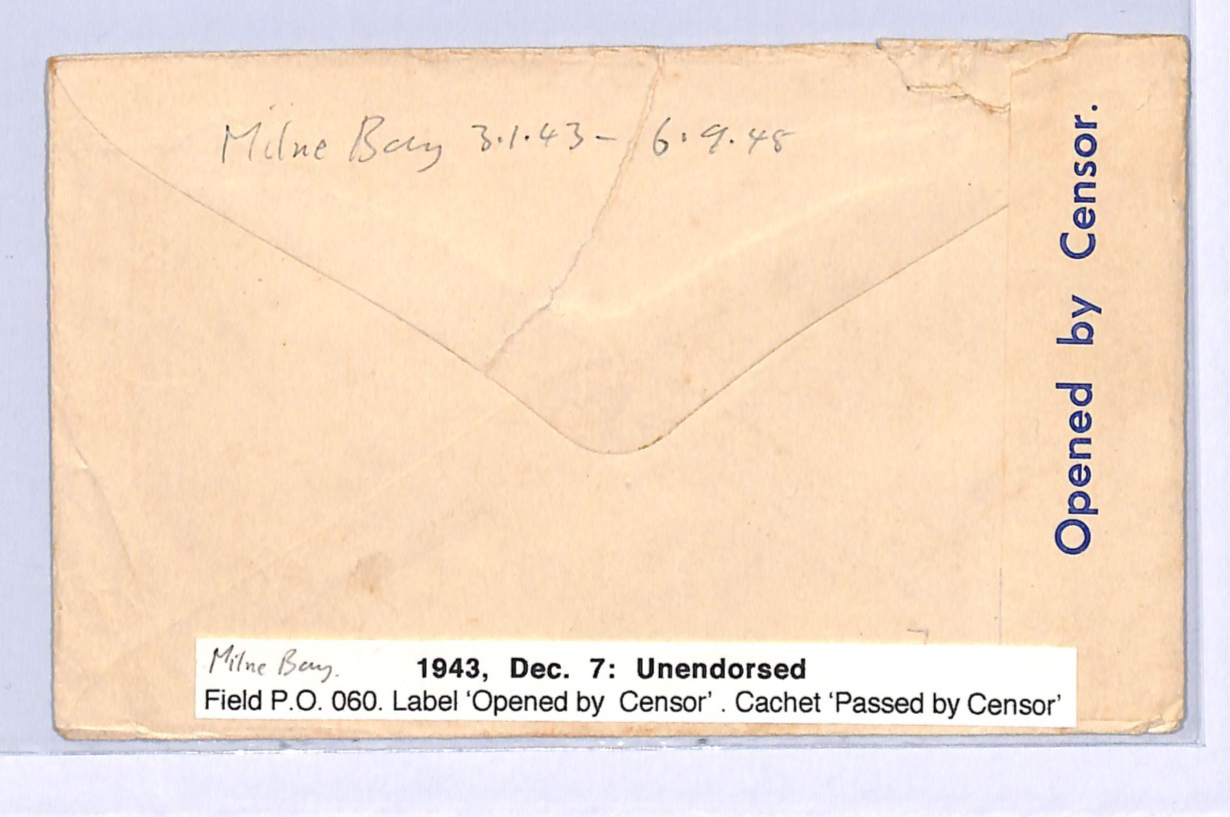 NEW GUINEA WW2 Censor Cover AUSTRALIA FPO.60 MilneForce 1943 BISHOP DOGURA WH143 - Image 4