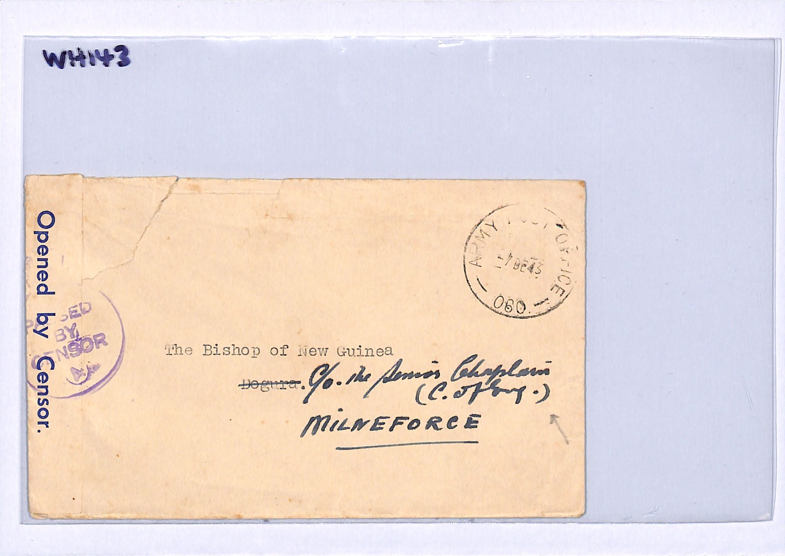 NEW GUINEA WW2 Censor Cover AUSTRALIA FPO.60 MilneForce 1943 BISHOP DOGURA WH143 - Image 5