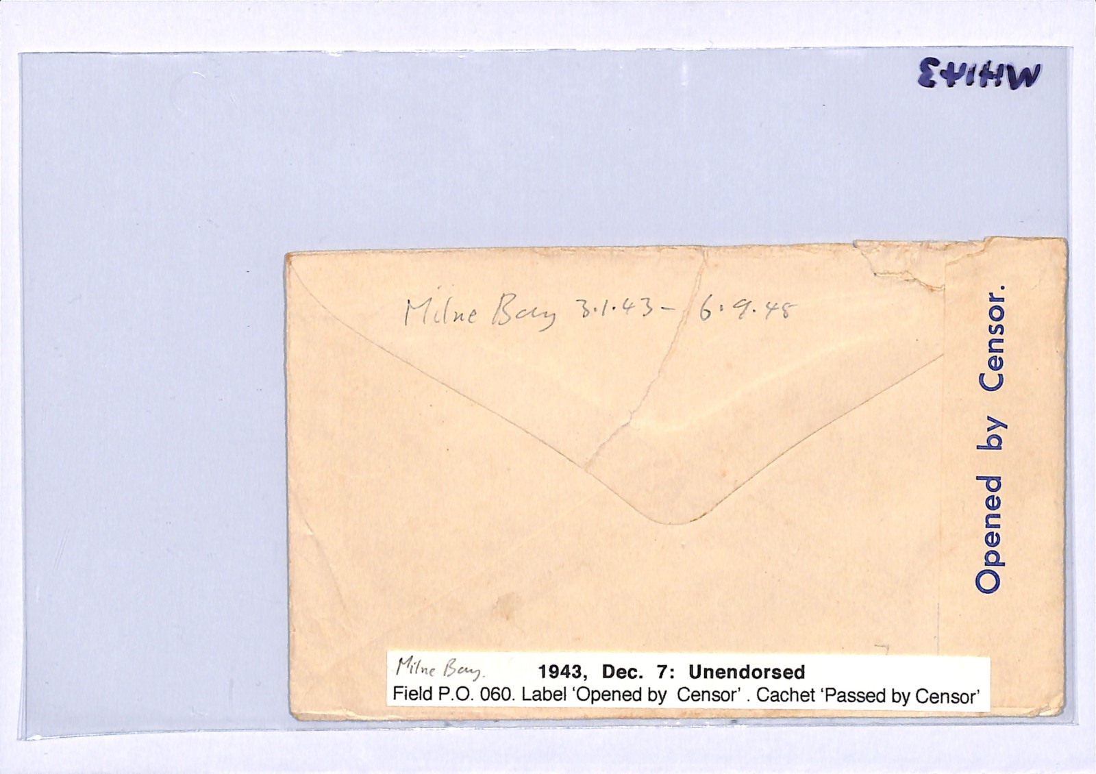 NEW GUINEA WW2 Censor Cover AUSTRALIA FPO.60 MilneForce 1943 BISHOP DOGURA WH143 - Image 6