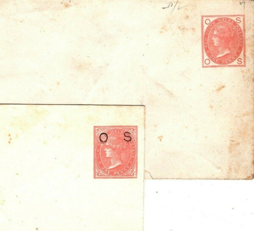 NEW SOUTH WALES Australia Stationery Envelopes{2} *O.S* OFFICIALS 1870s? AJ222