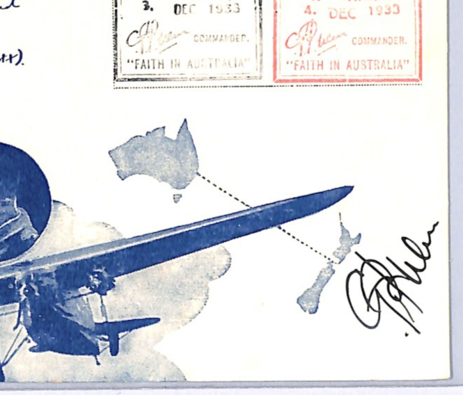 NEW ZEALAND Air FAITH IN AUSTRALIA 1933 Illustrated Card Pilot *ULM* SIGNED WA55 - Image 5