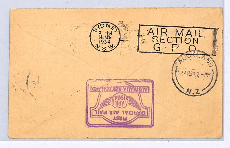 NEW ZEALAND Cover AUSTRALIA *MIXED FRANKING* Air FIRST FLIGHT 1934 Kaitaia WY305 - Image 4