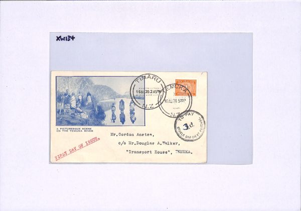 NEW ZEALAND POSTAGE DUE FDC 1939 3d Illustrated Temuka Timaru XW134 - Image 4