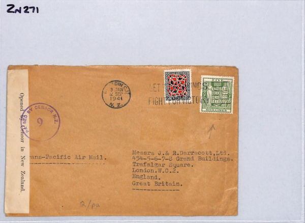 NEW ZEALAND WW2 Cover 5s POSTAL FISCAL Trans-Pacific 1941 Air Mail VICTORY ZN271 - Image 12