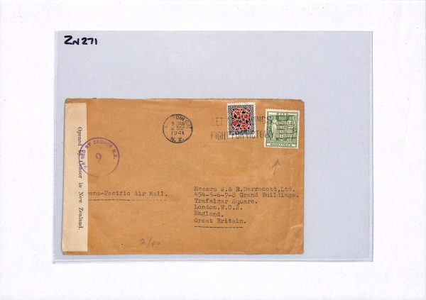 NEW ZEALAND WW2 Cover 5s POSTAL FISCAL Trans-Pacific 1941 Air Mail VICTORY ZN271 - Image 14
