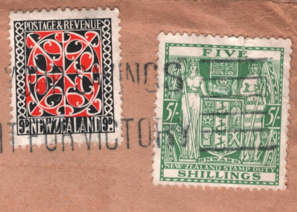 NEW ZEALAND WW2 Cover 5s POSTAL FISCAL Trans-Pacific 1941 Air Mail VICTORY ZN271