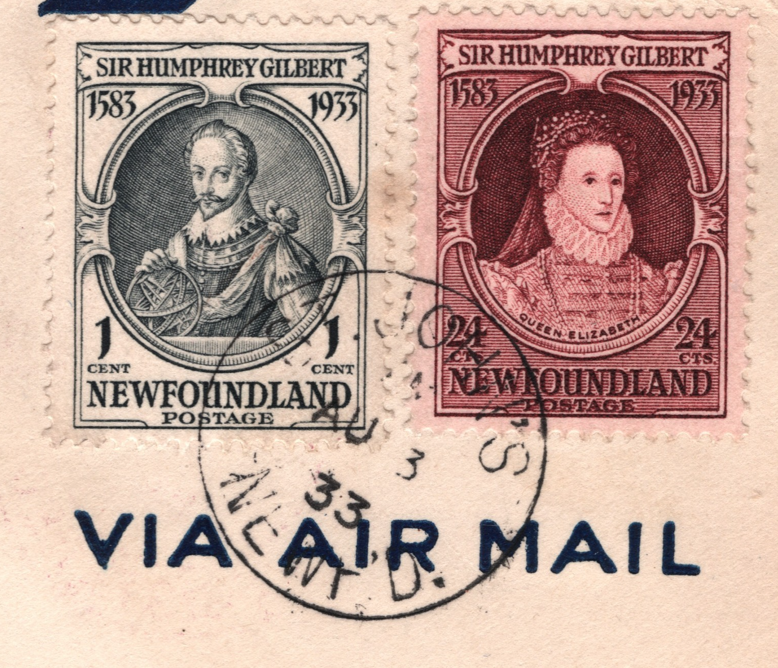 NEWFOUNDLAND 1933 FDC *Gilbert* 1c 24c QUEEN ELIZABETH 1 First Day Cover YW364