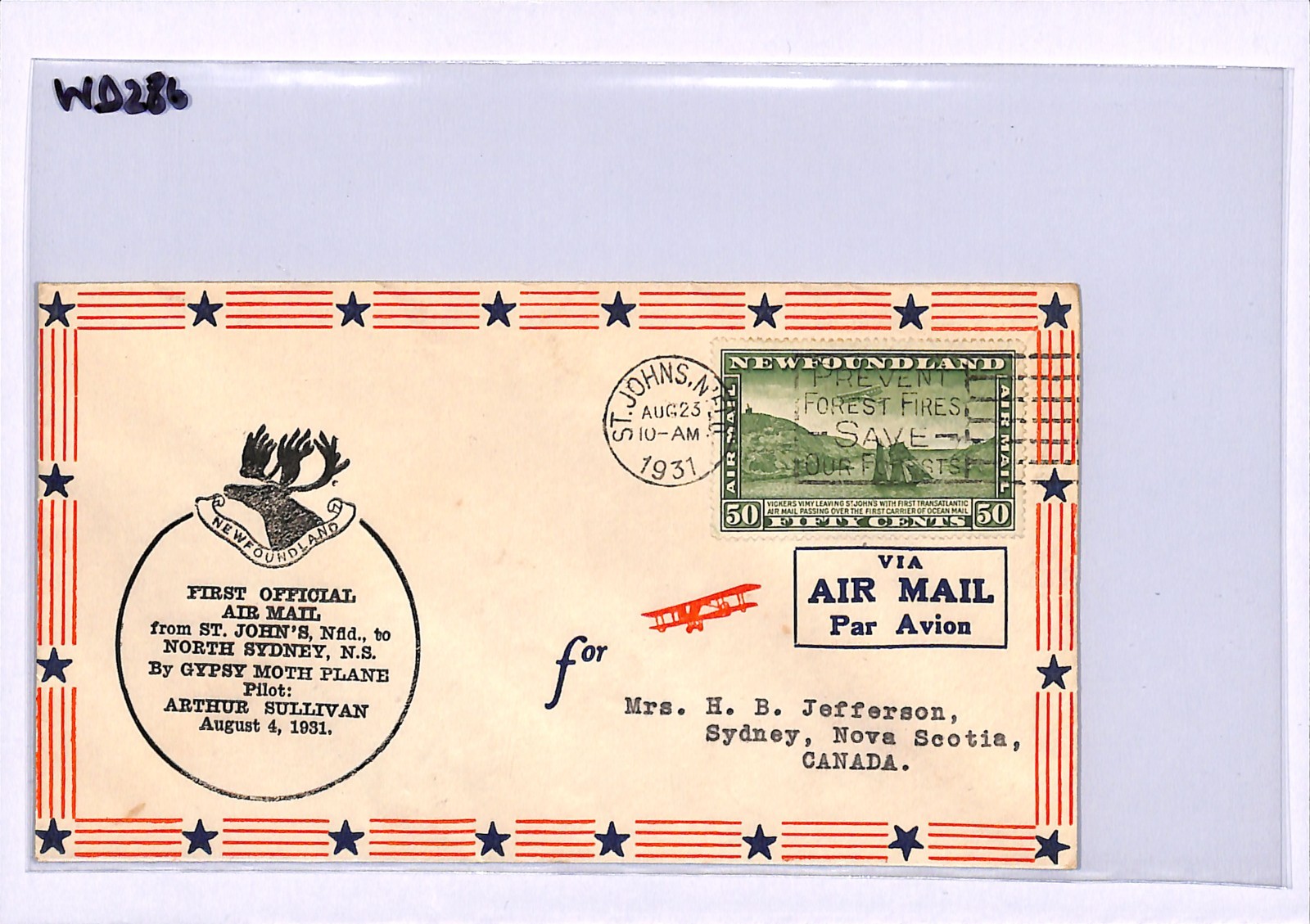 NEWFOUNDLAND 50c Air Mail Cover *GYPSY MOTH* Aeroplane FIRST FLIGHT Canada WD286 - Image 6