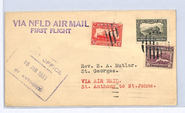 NEWFOUNDLAND Air 1931 Cover FIRST FLIGHT 2c 8c 5c EXPRESS TRAIN Franking XW326 - Image 7