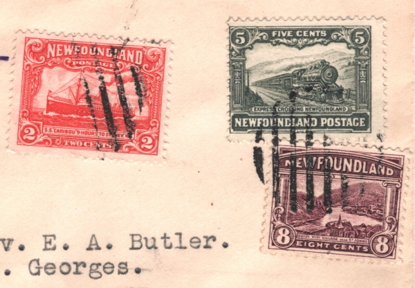 NEWFOUNDLAND Air 1931 Cover FIRST FLIGHT 2c 8c 5c EXPRESS TRAIN Franking XW326