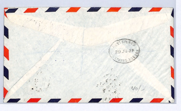 NEWFOUNDLAND Air Mail 10c Caribou Cover 1939 TRANSATLANTIC 15c *L&S* Pair XW328 - Image 4