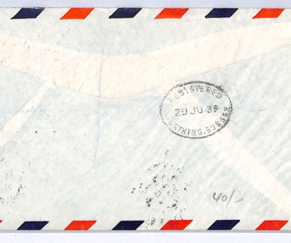 NEWFOUNDLAND Air Mail 10c Caribou Cover 1939 TRANSATLANTIC 15c *L&S* Pair XW328 - Image 6