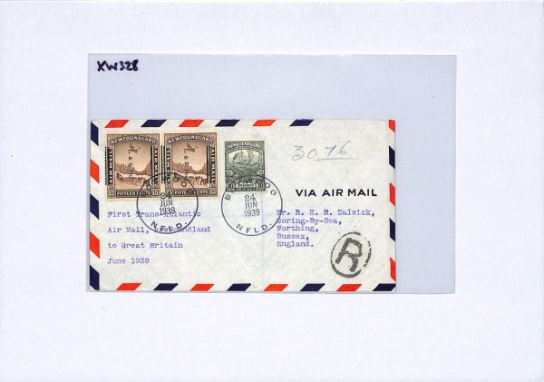 NEWFOUNDLAND Air Mail 10c Caribou Cover 1939 TRANSATLANTIC 15c *L&S* Pair XW328 - Image 9
