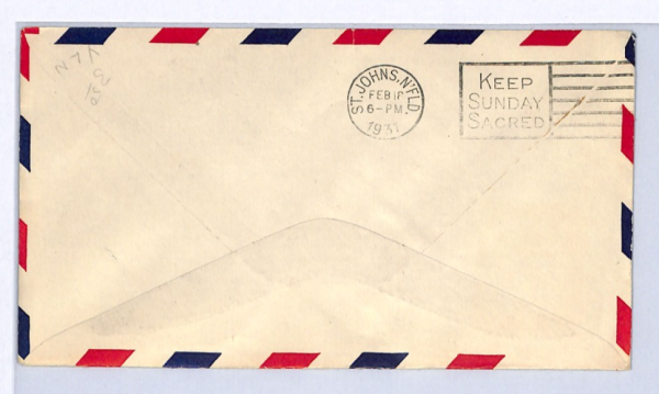 NEWFOUNDLAND Air Mail 10c WAR MEMORIAL Cover FIRST FLIGHT 1931 Canada XW336 - Image 4