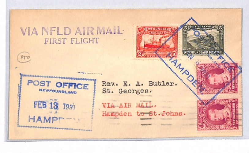 NEWFOUNDLAND Air Mail Cover FIRST FLIGHT Hampden St Johns 1931{samwells}YH290 - Image 3