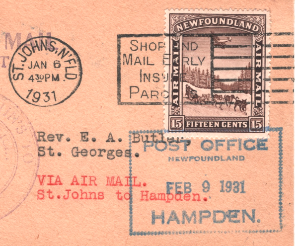 NEWFOUNDLAND Air Mail Cover FIRST FLIGHT St John's Hampden 1931 Canada XW329