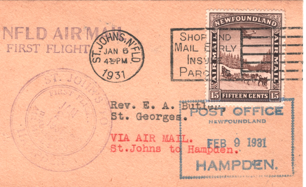 NEWFOUNDLAND Air Mail Cover FIRST FLIGHT St John's Hampden 1931 Canada XW329 - Image 8