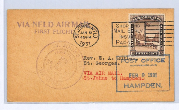 NEWFOUNDLAND Air Mail Cover FIRST FLIGHT St John's Hampden 1931 Canada XW329 - Image 9