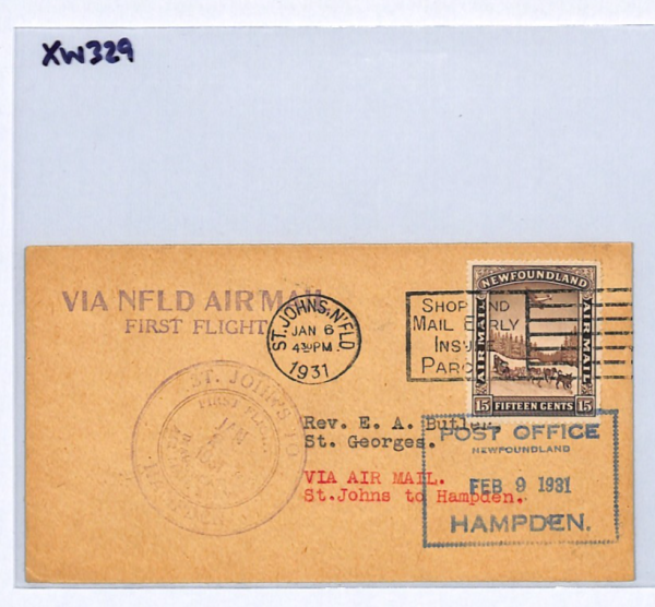 NEWFOUNDLAND Air Mail Cover FIRST FLIGHT St John's Hampden 1931 Canada XW329 - Image 10