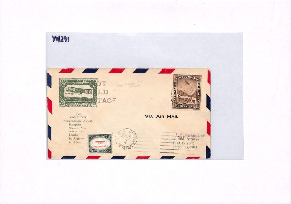 NEWFOUNDLAND Air Mail Cover FIRST FLIGHT Western Arm St Johns 1931 YH291 - Image 4