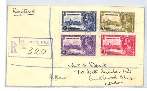NEWFOUNDLAND KGV Cover 1935 *SILVER JUBILEE* Set St Johns Regd ROYALTY XJ292 - Image 6
