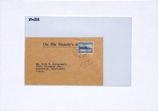 NEWFOUNDLAND Official Cover OHMS St John's USA CA Hollywood 1939{samwells}XW333 - Image 5
