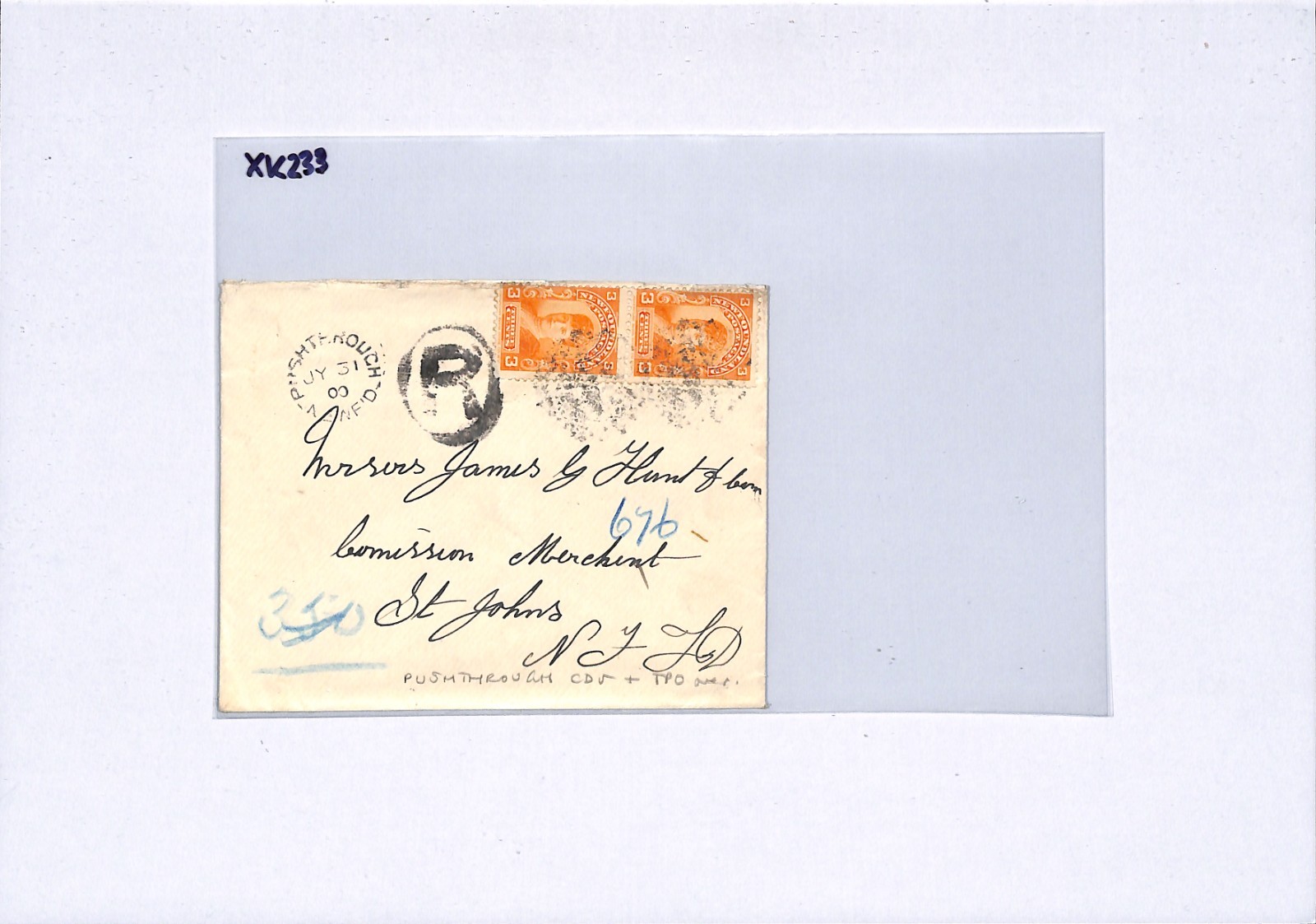 NEWFOUNDLAND RAILWAY Cover *PUSHTHROUGH* 1900 CDS Coastal TPO West FISHING XK233 - Image 5