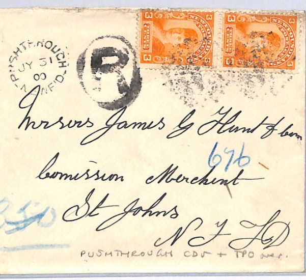 NEWFOUNDLAND RAILWAY Cover *PUSHTHROUGH* 1900 CDS Coastal TPO West FISHING XK233